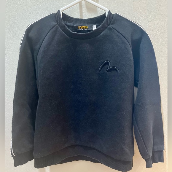 Evisu Logo Classic Kids Black Sweatshirt Activewear Casual Wear Size 120 - Picture 3 of 10